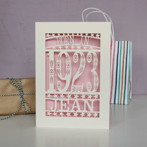 Born In 1923 Birthday Card A5 - Candy Pink