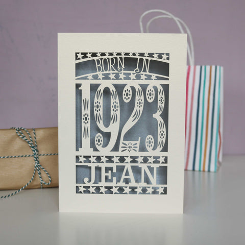 Born In 1923 Birthday Card A5 - Silver