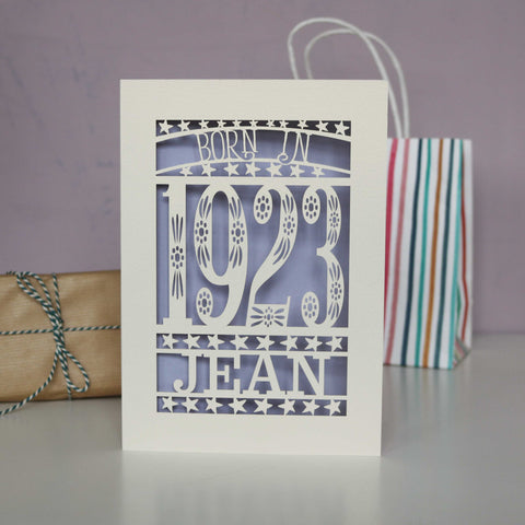 Born In 1923 Birthday Card A5 - Lilac