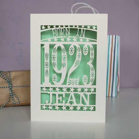 Born In 1923 Birthday Card A5 - Light Green