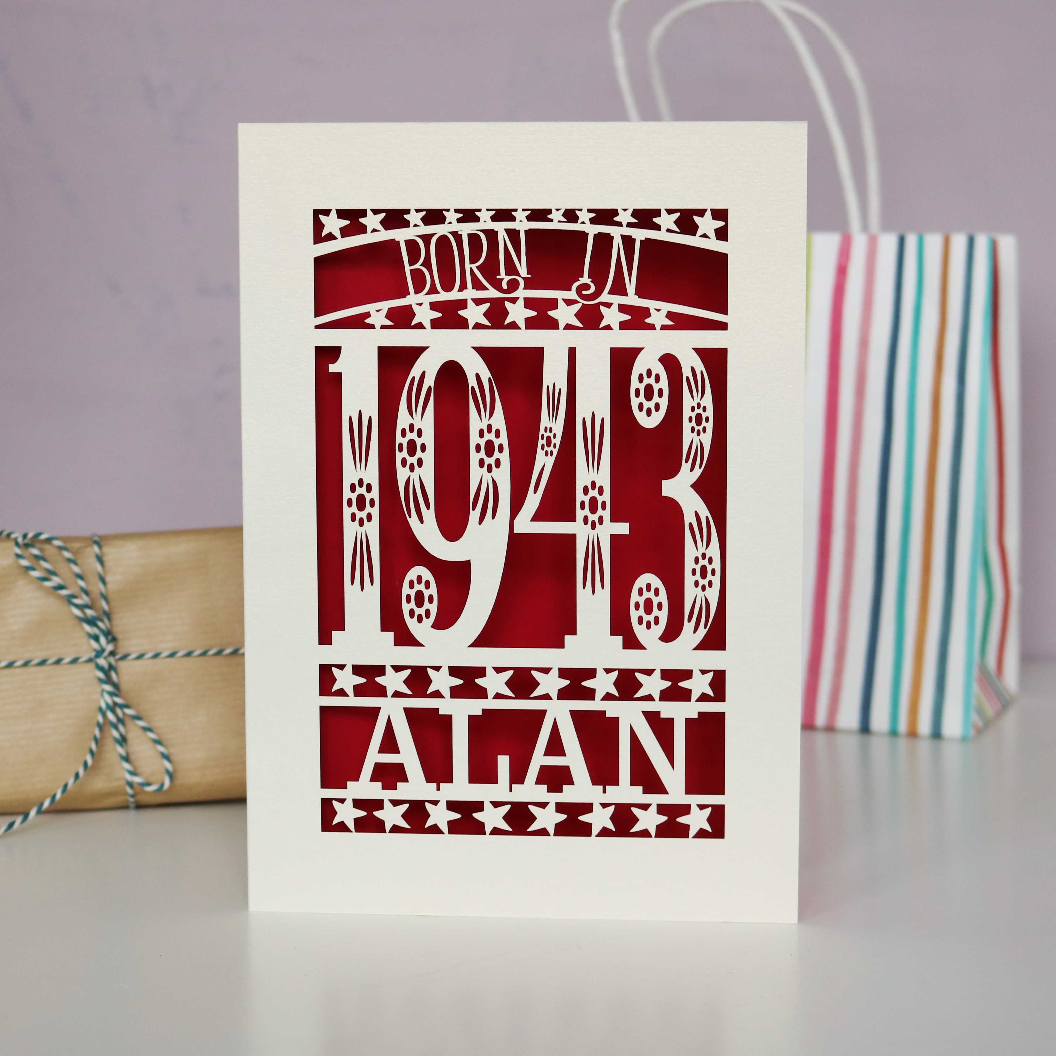 Born In 1943 80th Birthday Card A5