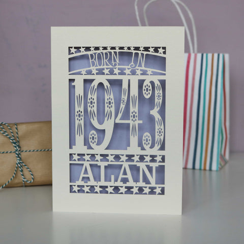 Born In 1943 80th Birthday Card A5 - Lilac