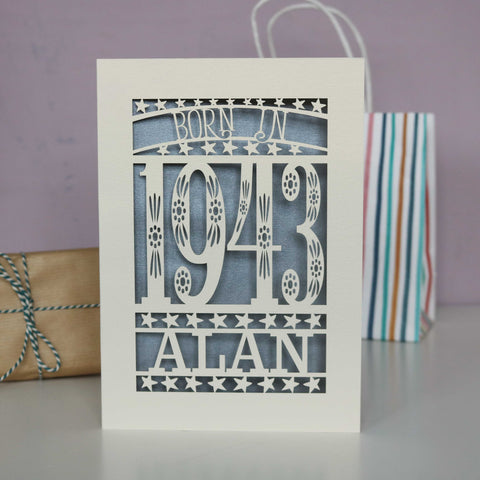 Born In 1943 80th Birthday Card A5 - Silver