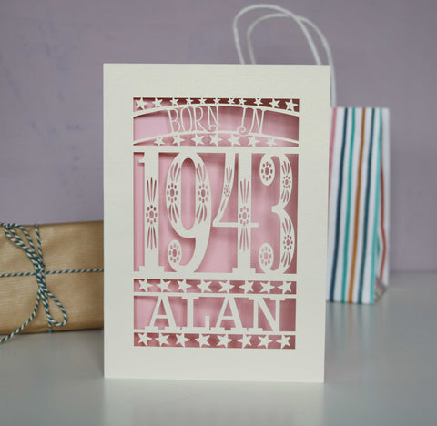 Born In 1943 80th Birthday Card A5 - Candy Pink