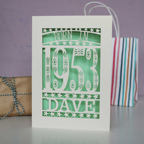 Born In 1953 70th Birthday Card A5 - Light Green