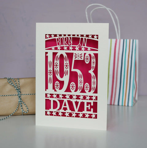 Born In 1953 70th Birthday Card A5 - Shocking Pink
