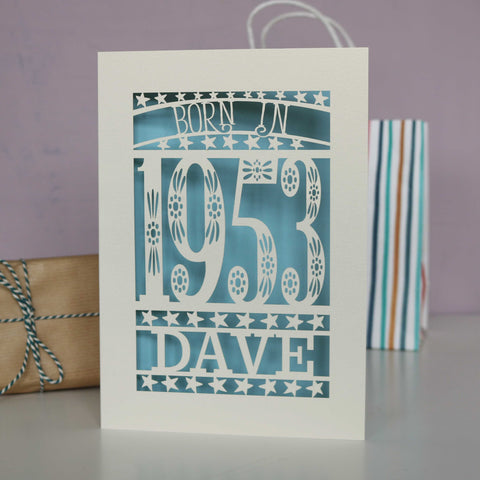Born In 1953 70th Birthday Card A5 - Light Blue