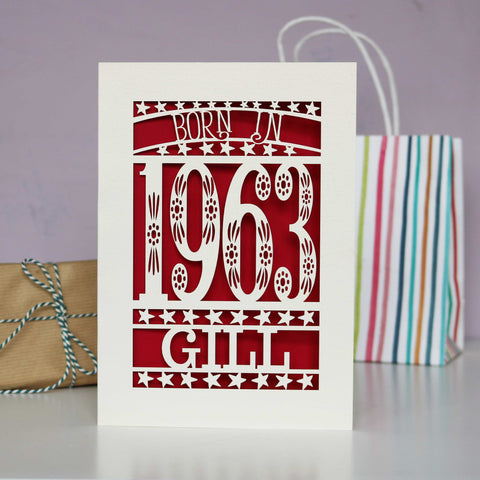 Born In 1963 60th Birthday Card A5 - Dark Red