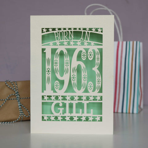 Born In 1963 60th Birthday Card A5 - Light Green
