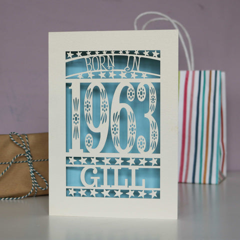 Born In 1963 60th Birthday Card A5 - Light Blue