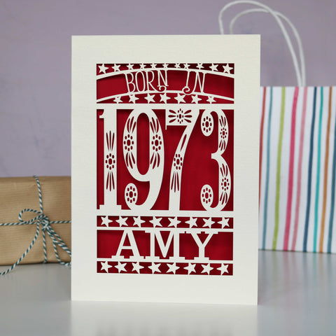 Born In 1973 Birthday Card A5 - Dark Red