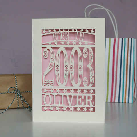 Born In 2003 21st Birthday Card - Candy Pink