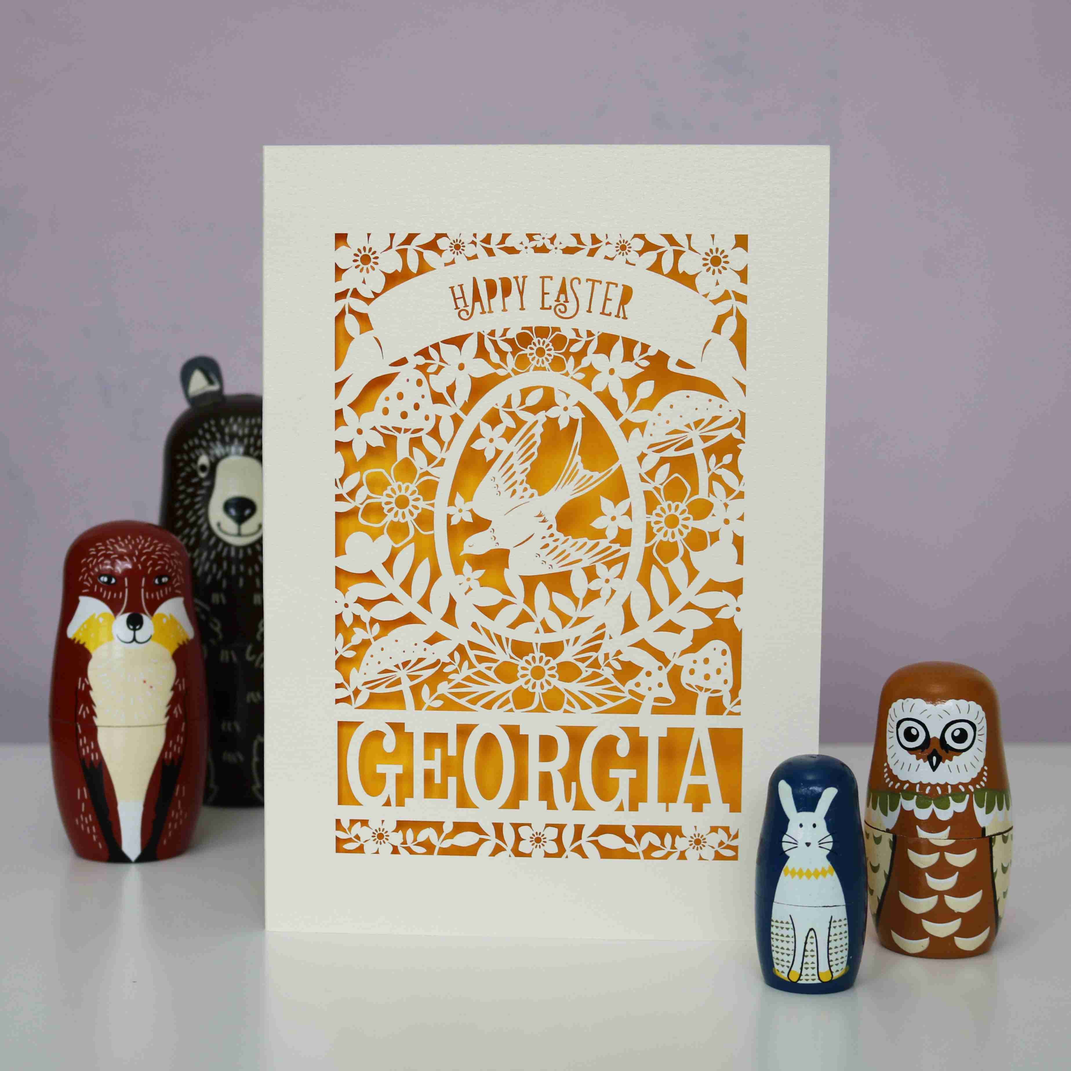 Personalised Papercut Easter Bird Card