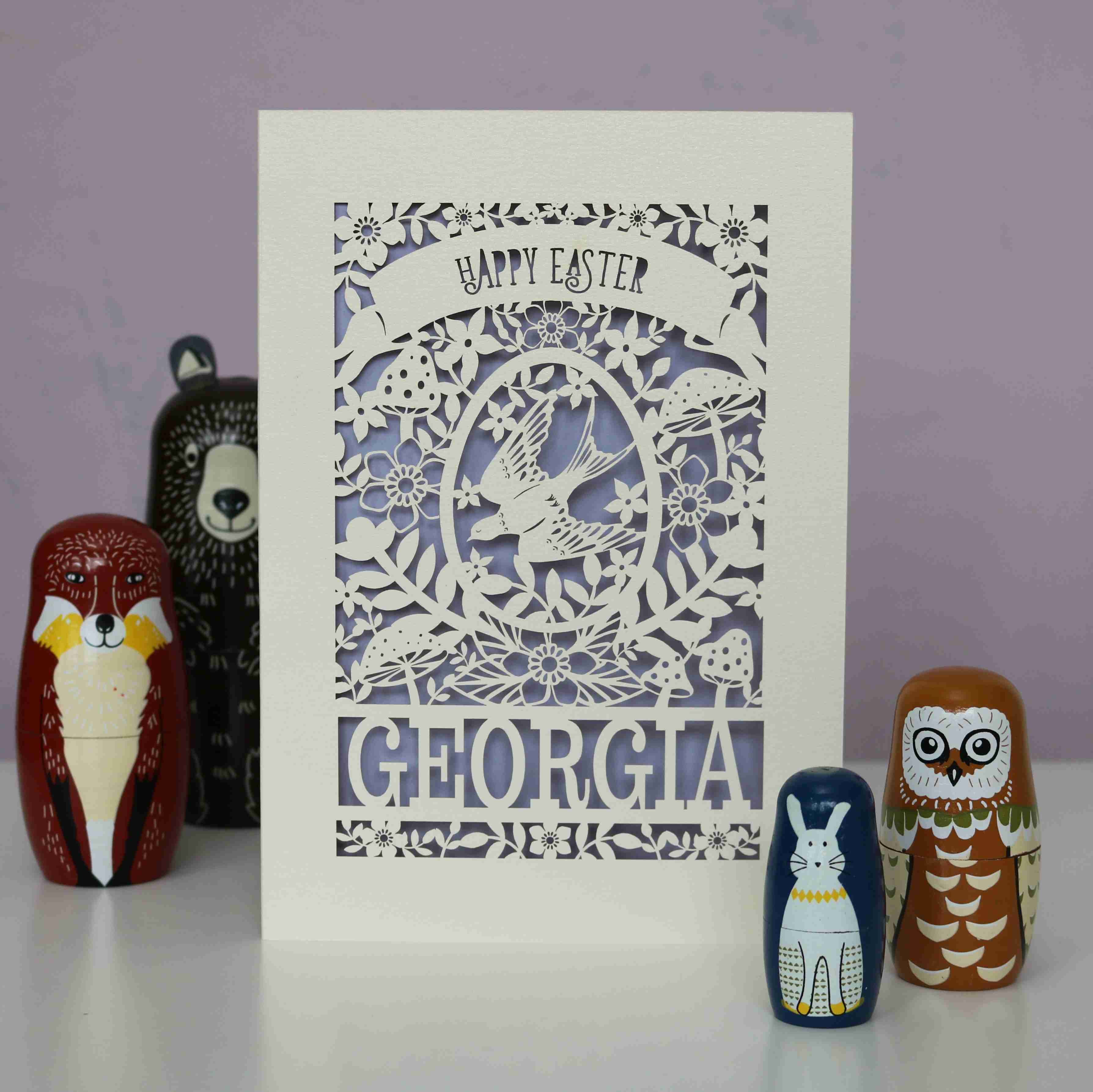 Personalised Papercut Easter Bird Card