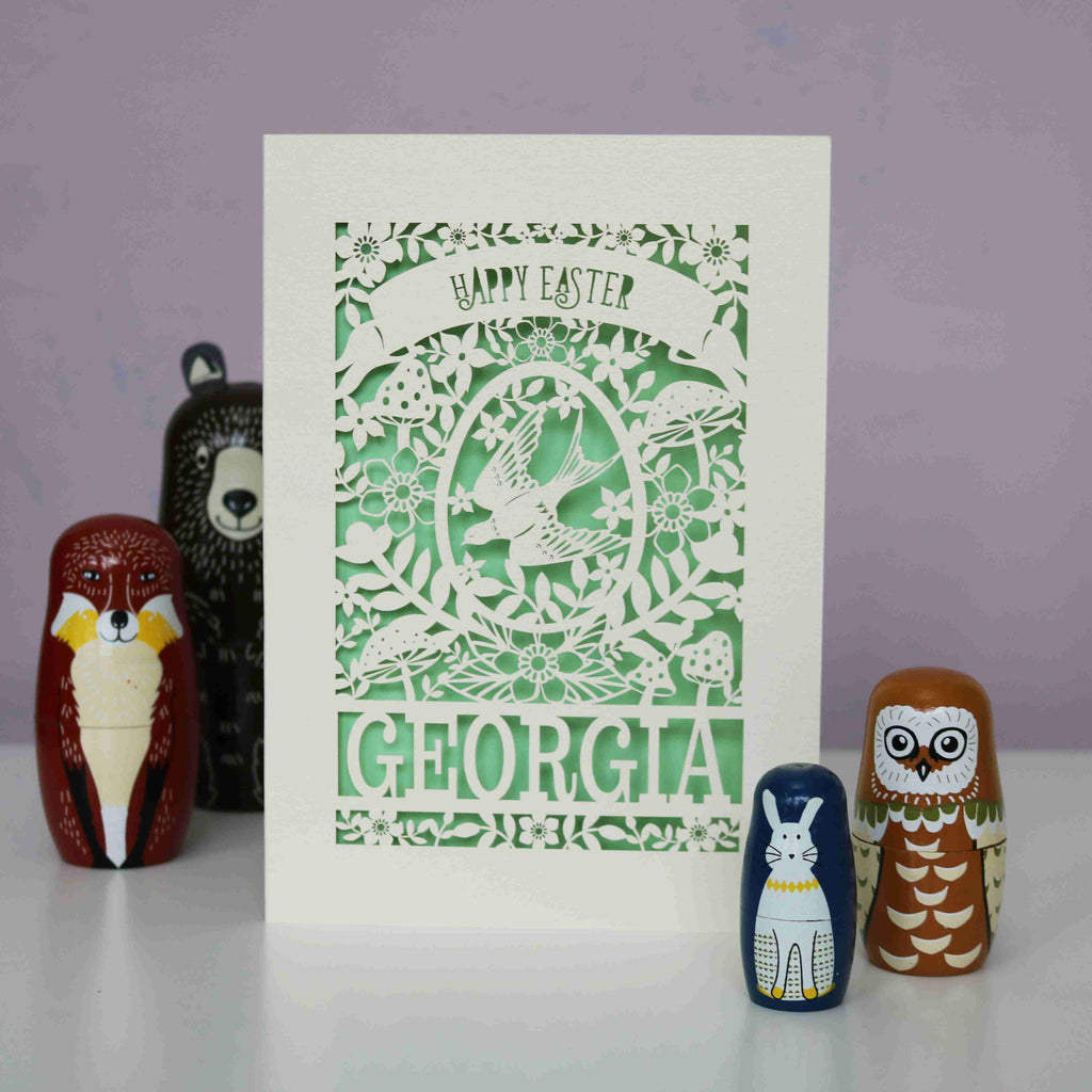 Personalised Papercut Easter Bird Card