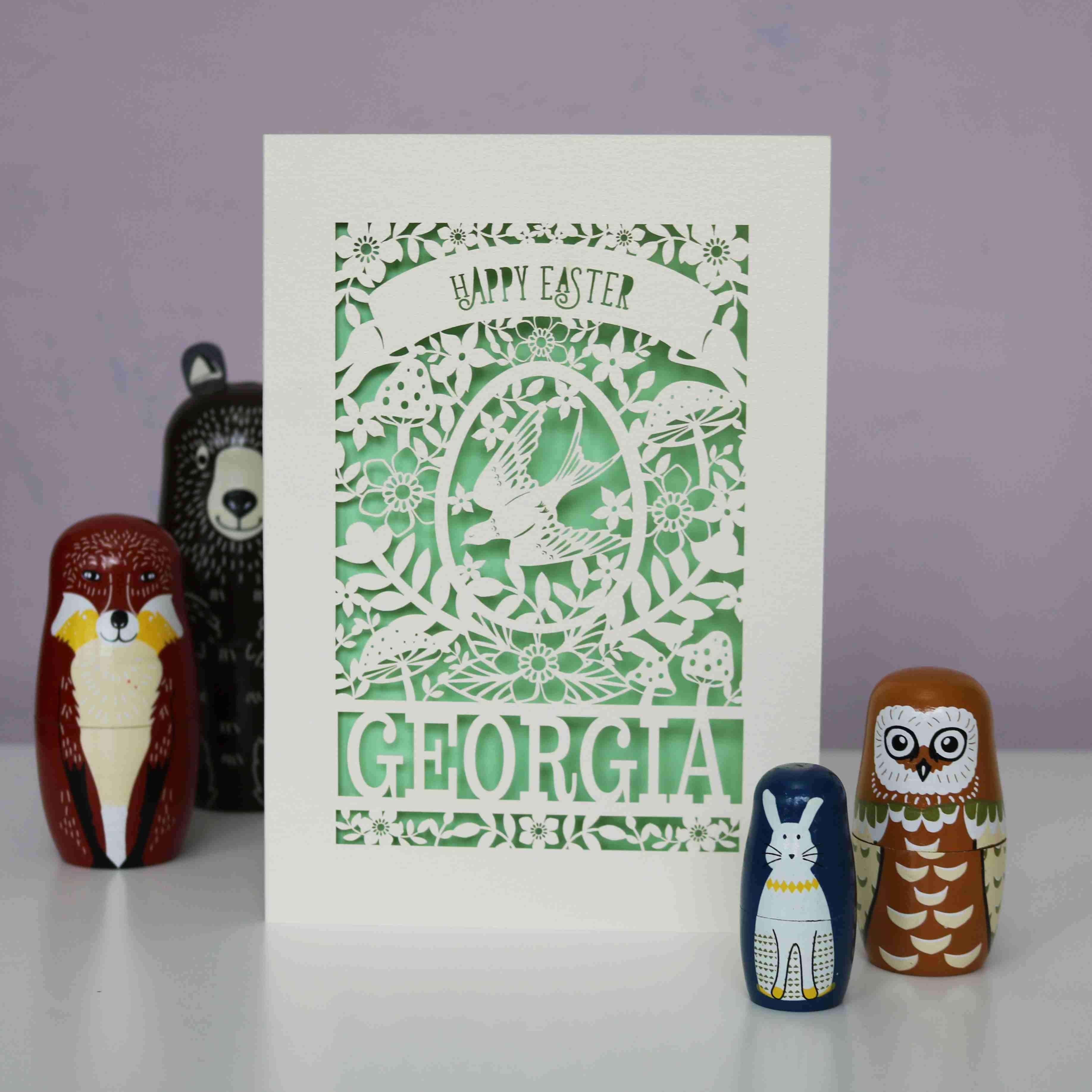 Personalised Papercut Easter Bird Card