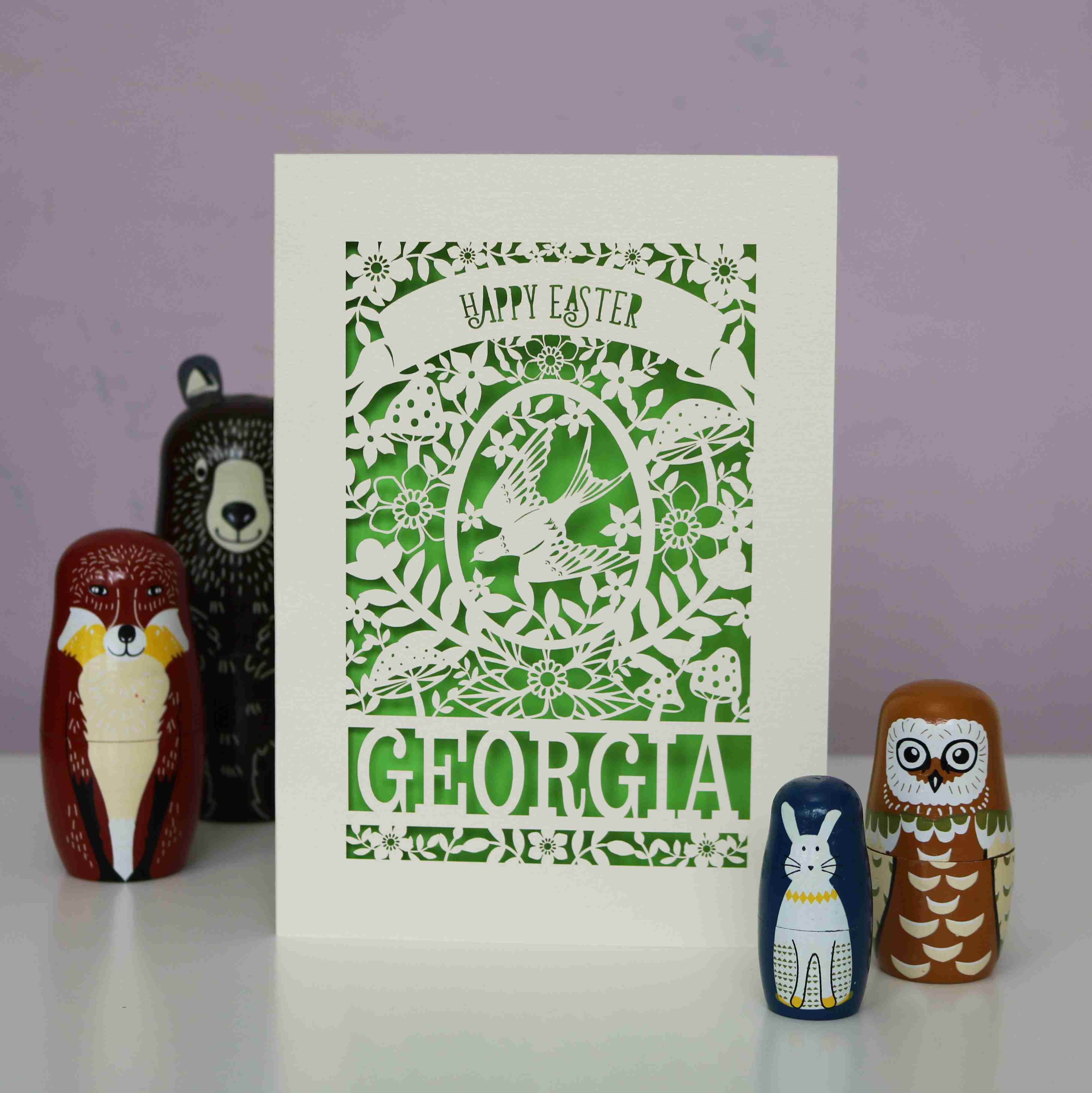 Personalised Papercut Easter Bird Card