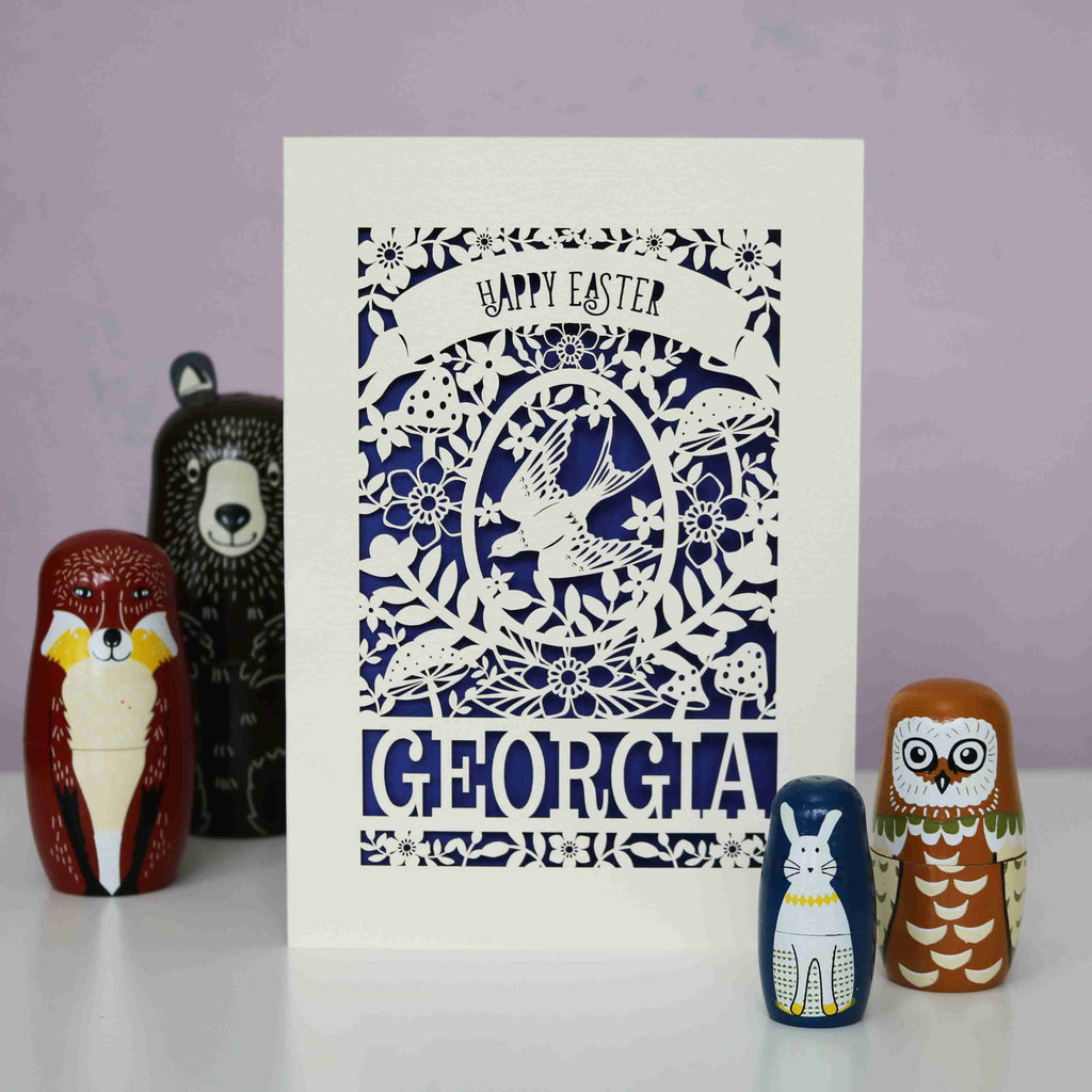 Personalised Papercut Easter Bird Card