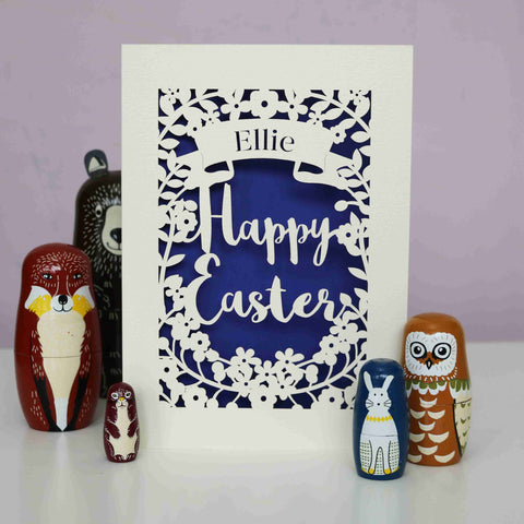 Personalised Papercut Happy Easter Card - A6 (small) / Infra Violet