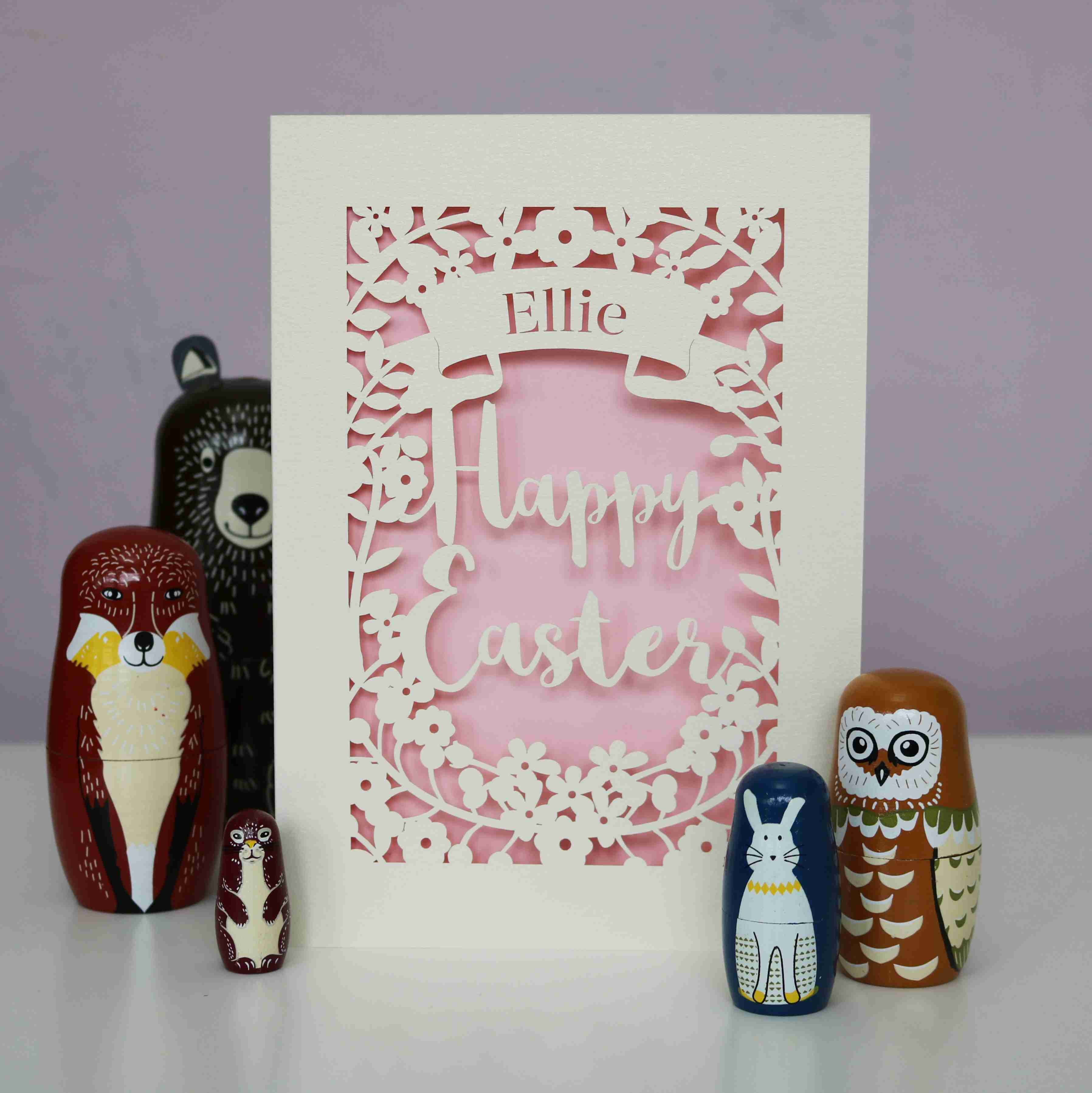 Personalised Papercut Happy Easter Card
