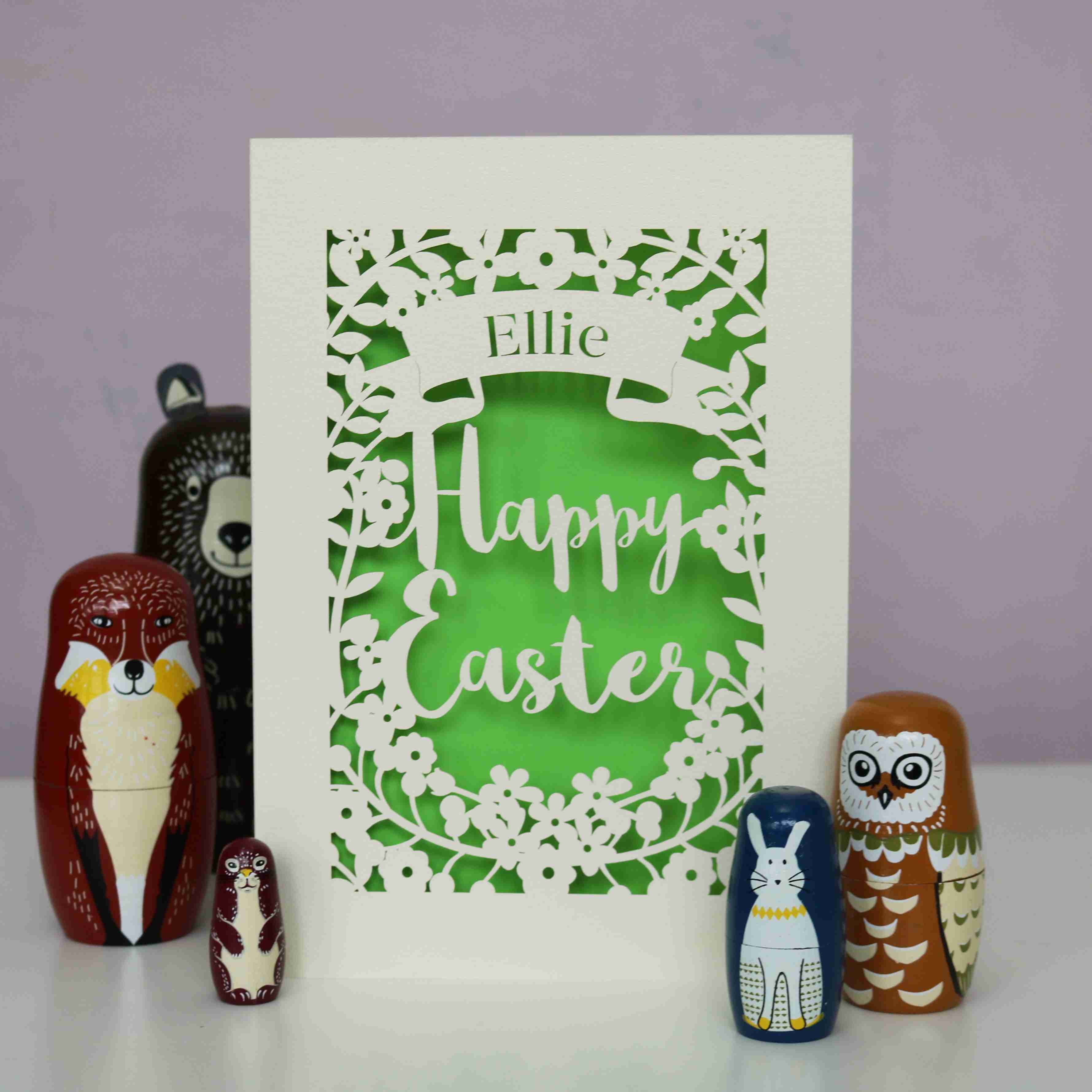 Personalised Papercut Happy Easter Card