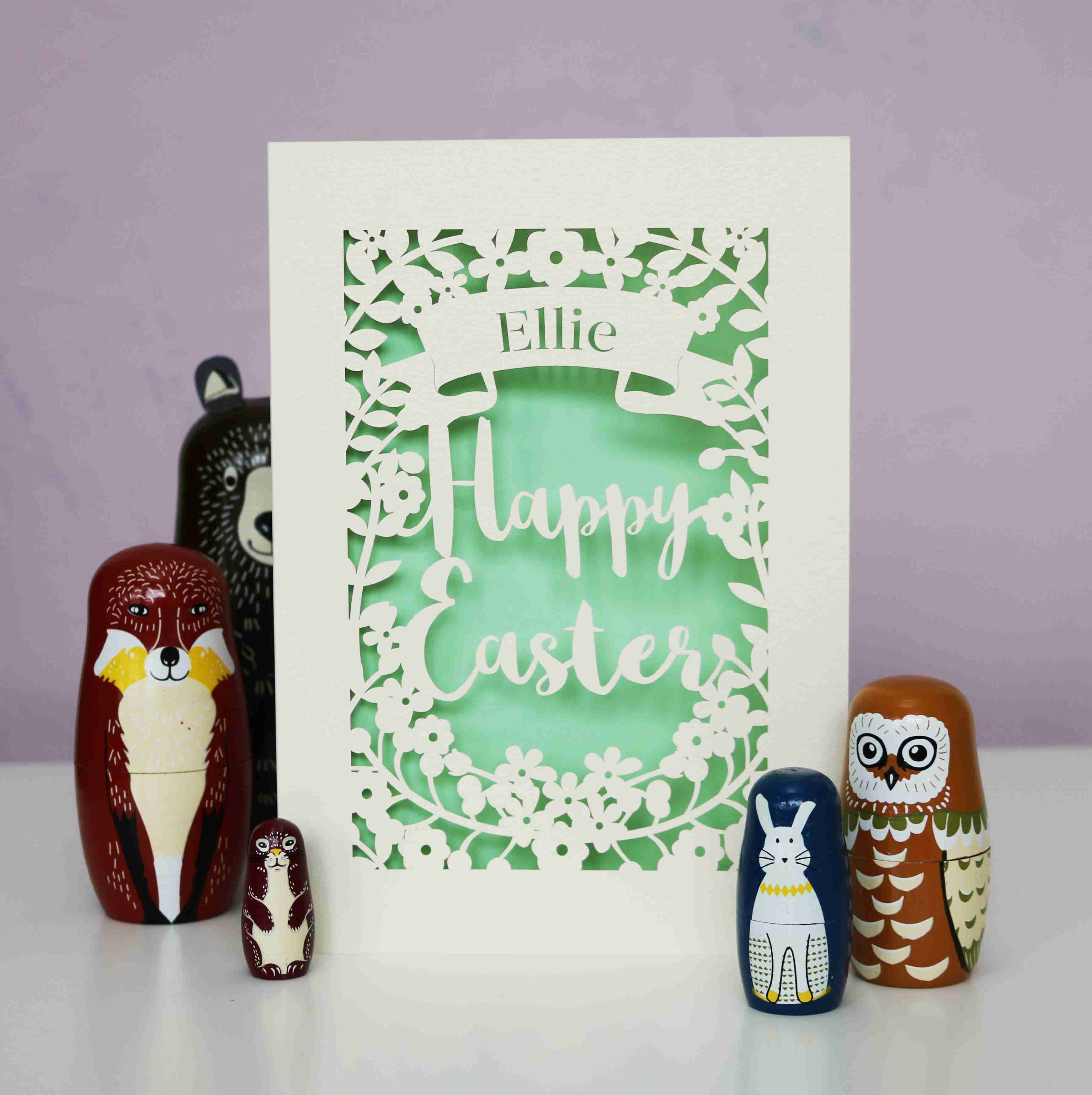 Personalised Papercut Happy Easter Card