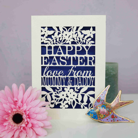 Personalised Papercut Happy Easter From… Card - A6 (small) / Infra Violet