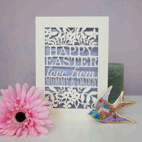 Personalised Papercut Happy Easter From… Card - A6 (small) / Lilac