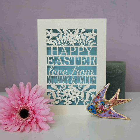 Personalised Papercut Happy Easter From… Card - A6 (small) / Light Blue