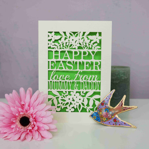 Personalised Papercut Happy Easter From… Card - A6 (small) / Bright Green