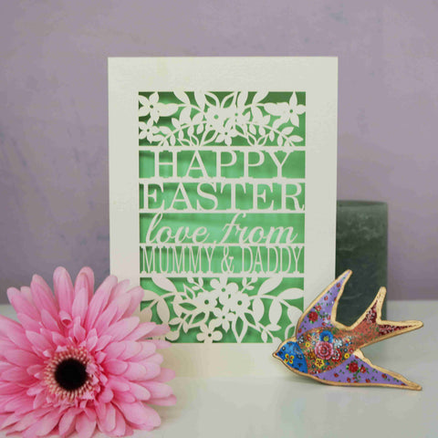 Personalised Papercut Happy Easter From… Card - A6 (small) / Light Green