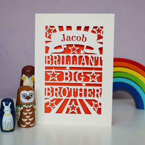 Brilliant Big Brother Papercut Card - A6 (small) / Orange