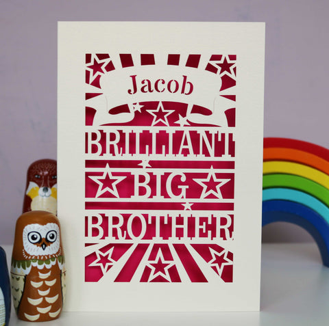 Brilliant Big Brother Papercut Card - A6 (small) / Shocking Pink