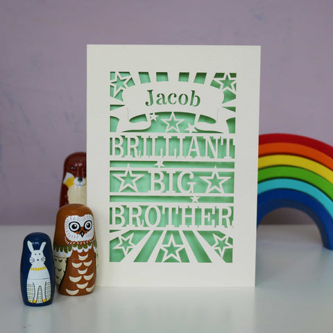Brilliant Big Brother Papercut Card - A6 (small) / Light Green