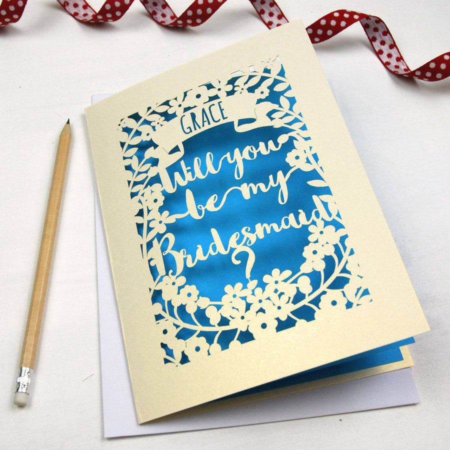 Personalised Papercut Bridesmaid Card