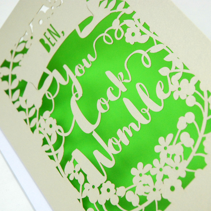 Personalised 'You Cock Womble' Papercut Card