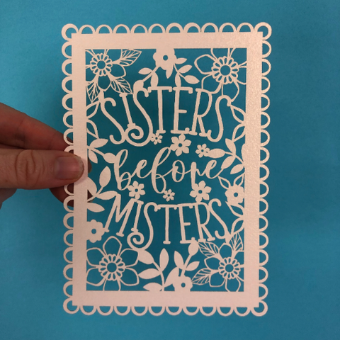 Sisters Before Misters Papercut Postcard - 