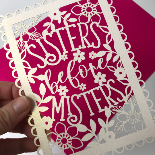 Sisters Before Misters Papercut Postcard