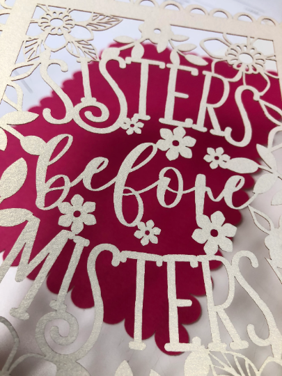 Sisters Before Misters Papercut Postcard