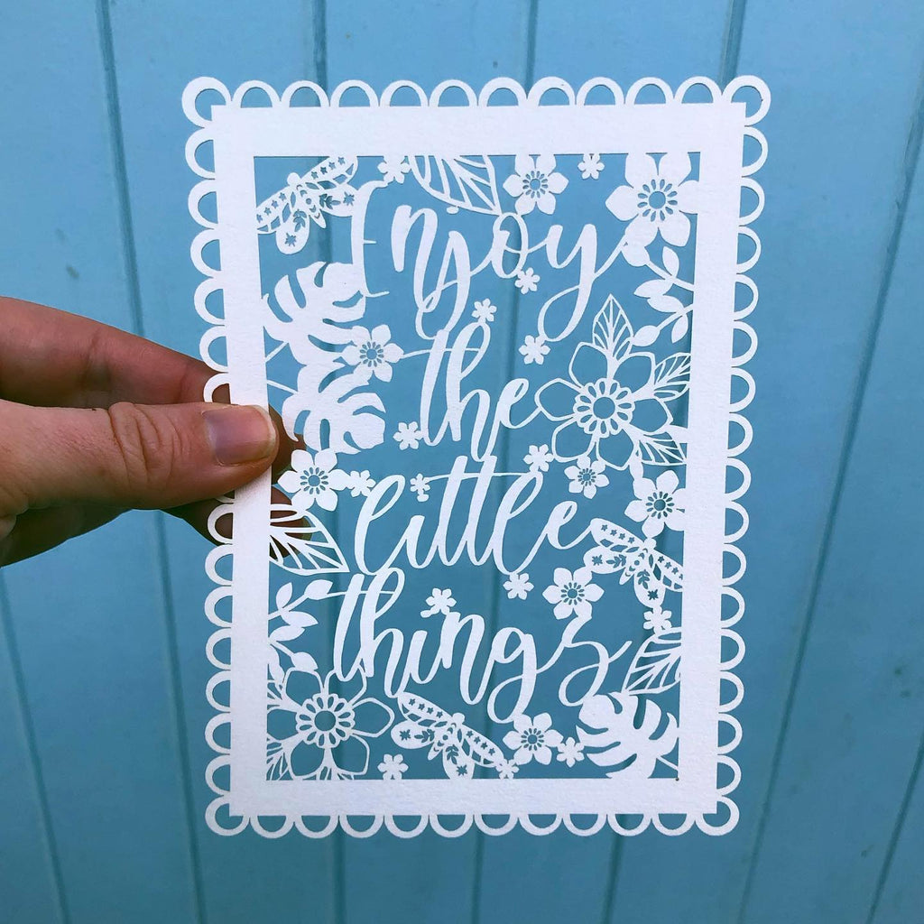 Enjoy The Little Things Papercut Quote Postcard