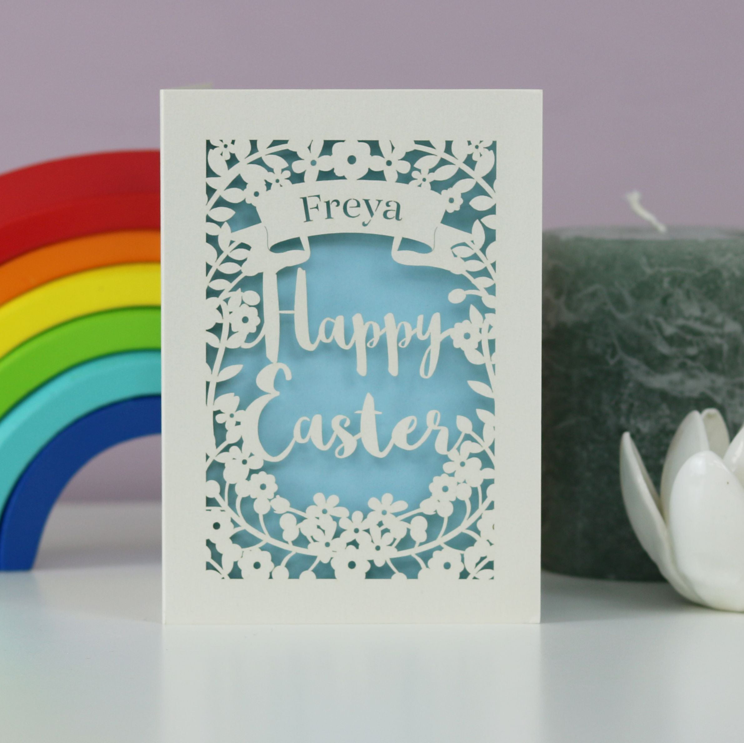 Personalised Papercut Happy Easter Card