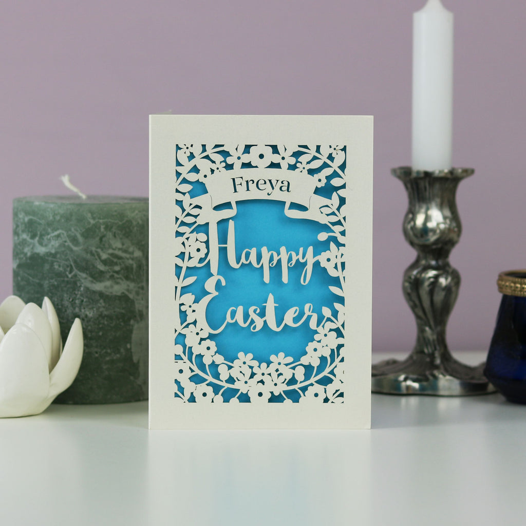 Personalised Papercut Happy Easter Card