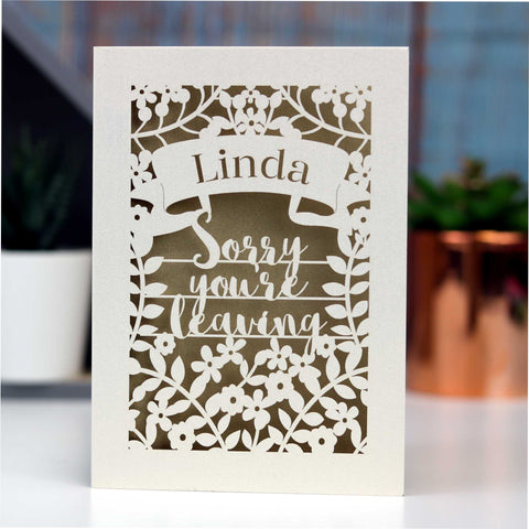 Personalised Leaving Card - A5 / Cream / Gold Leaf