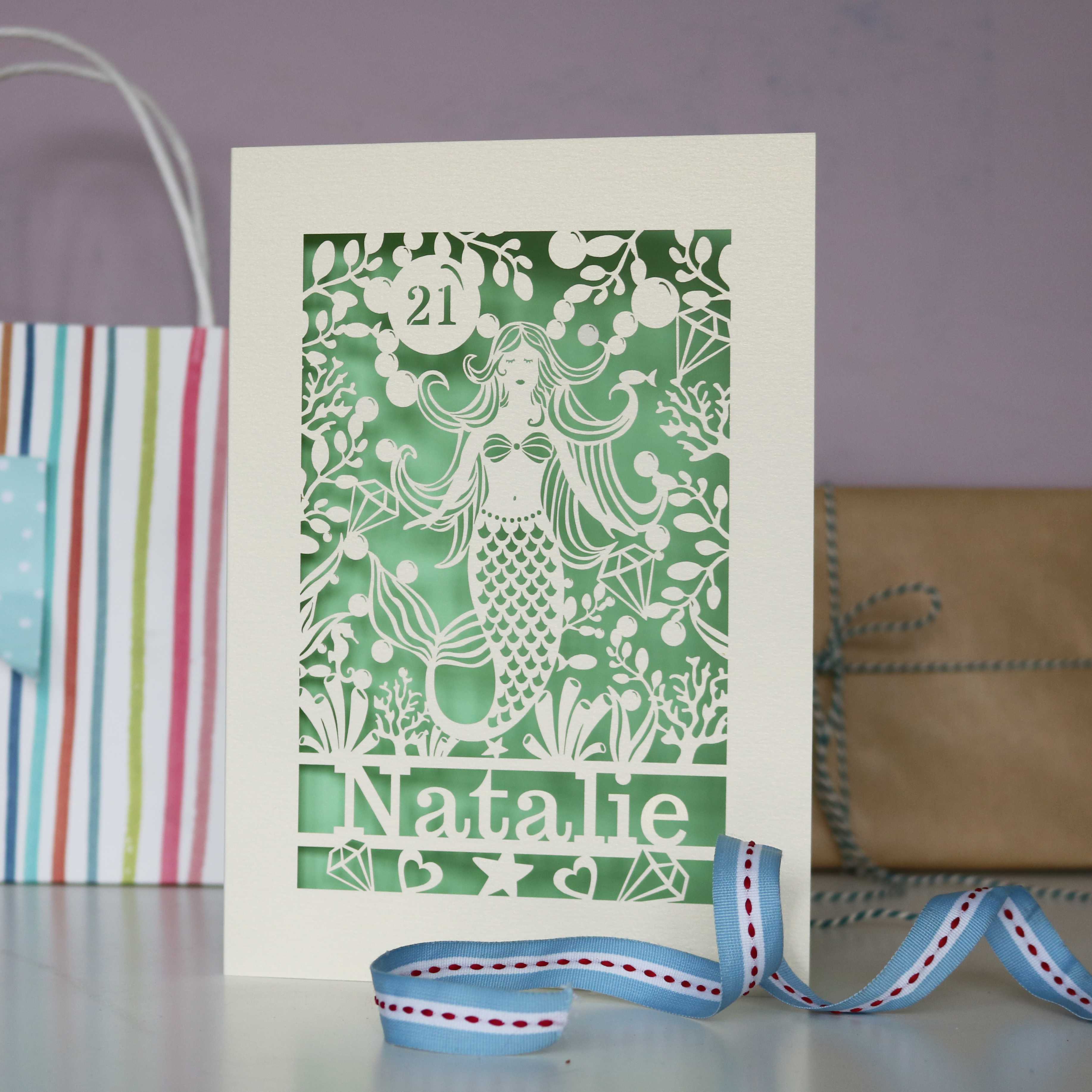 Personalised Mermaid Birthday Card 