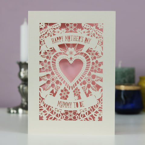 Papercut 'Mummy To Be' Mother's Day Card - A5 / Candy Pink