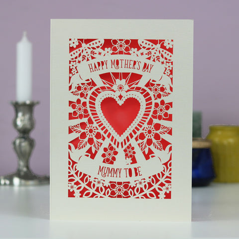 Papercut 'Mummy To Be' Mother's Day Card - A5 / Coral