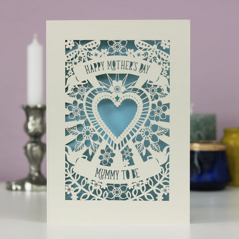Papercut 'Mummy To Be' Mother's Day Card - A5 / Light Blue