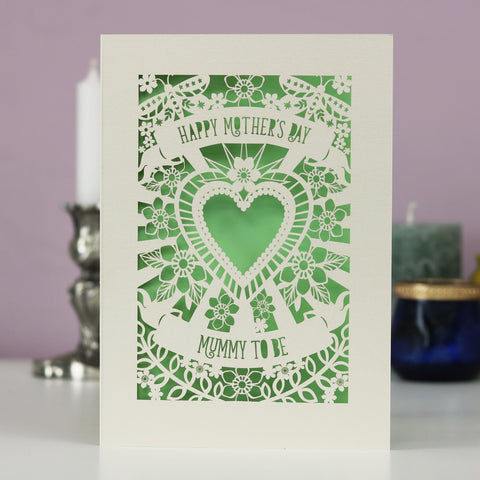 Papercut 'Mummy To Be' Mother's Day Card - A5 / Light Green