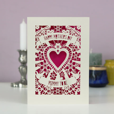 Papercut 'Mummy To Be' Mother's Day Card - A5 / Shocking Pink