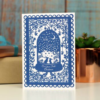 Baby's First Christmas Card - Printed Snow Globe Single or Pack of 6